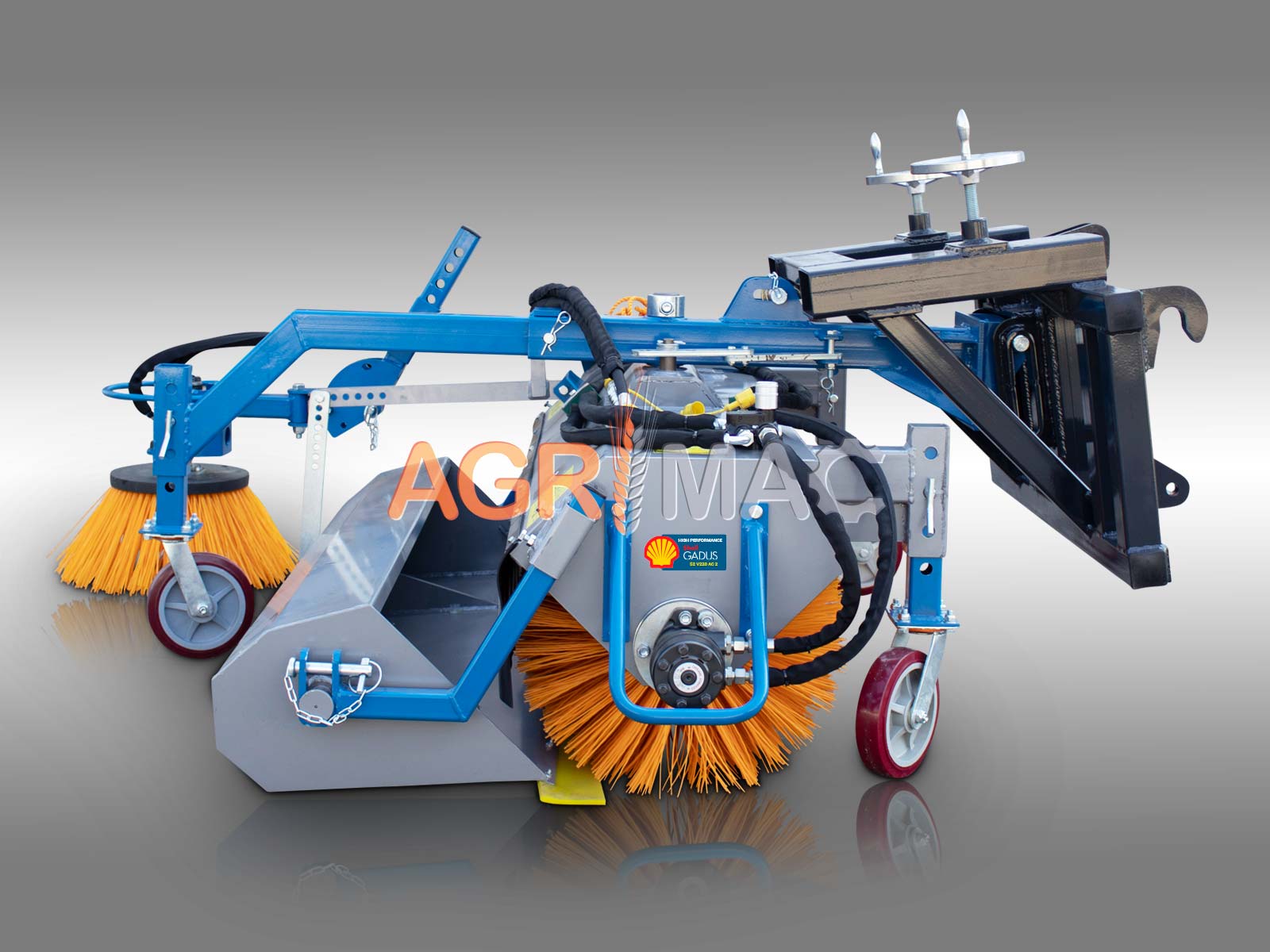 HYGIEIA H180-P | Graecus | Υδραυλική σκούπα καθαρισμού διπλής ζεύξης με επιπλέον πλάγια βούρτσα επαναφοράς και κάδο 